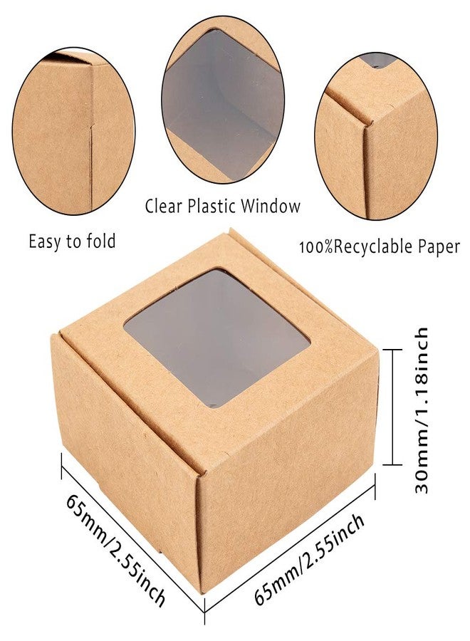 BENECREAT 30 Packs 2.5x2.5x1.2inch Square Brown Kraft Paper Boxes Gift Candy Boxes with Clear Window for Wedding Party Favor Treats, Bakery and Jewelry, Festival Gift Packaging - Image 2